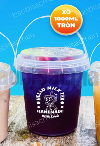 XÔ TRÀ SỮA 1000ML TRÒN - In 1 Màu (Hàng order) - Cái